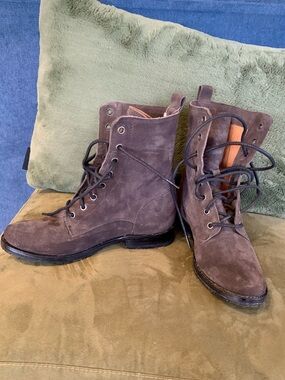 Frye Brown Suede Lace-Up Combat Boots